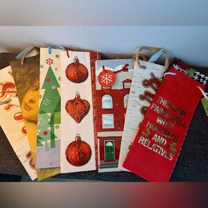 Bundle of  7 Festive Holiday Wine/Liqour Gift Bags